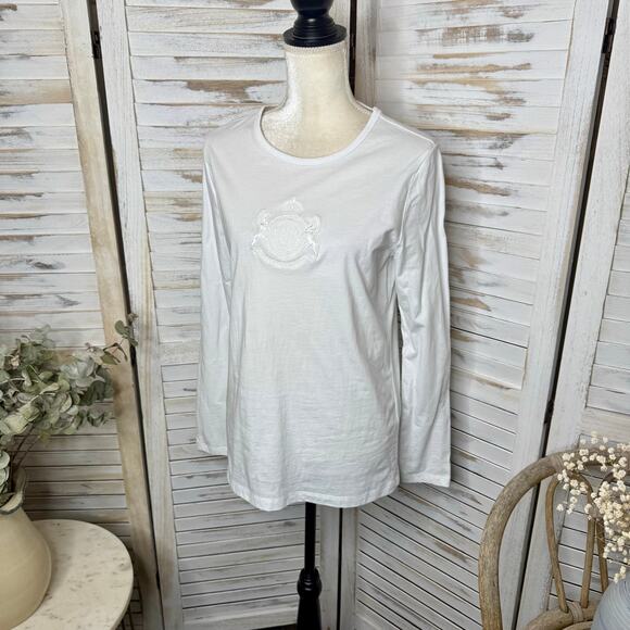 VTG 90s RALPH LAUREN ACTIVE Women's Large Crest Logo White Top Preppy Classic - Picture 5 of 13